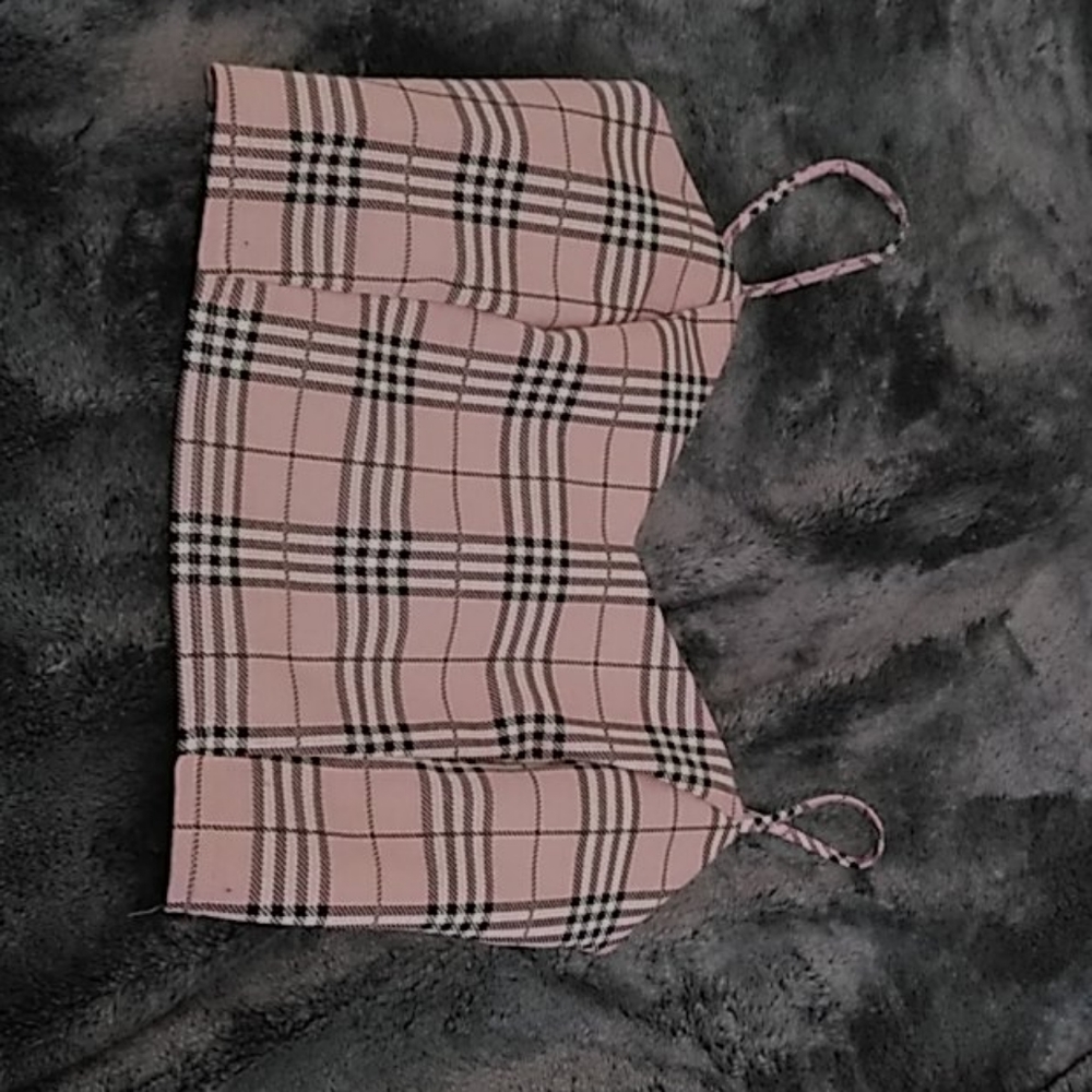 Light pink plaid crop top